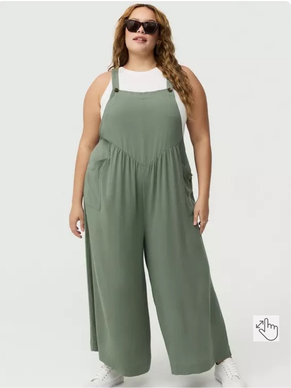 Torrid Wide-Leg Gauze Overall in Agave Green 2x